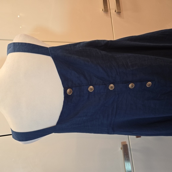 NWT New York & Company Womens Linen Ruffled Boho Sleeveless Dress Blue Size XL - Picture 5 of 9